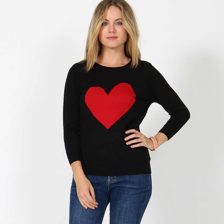 42POPS - Wholesale Knit Sweater - Women's - ..SI-6396 Sweet heart valentine fitted pullover sweater