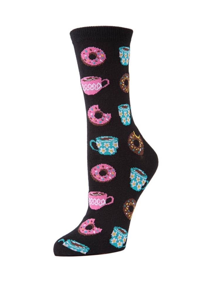 MeMoi Coffee & Donut Breakfast Bamboo Crew Novelty Socks for wholesale by Infinity Classics International Inc.