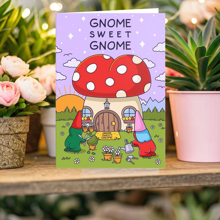 Cheeky Legends - Wholesale Housewarming Card - Gnome Sweet Gnome - Cute New Home Card - Cheeky Garden Couple1