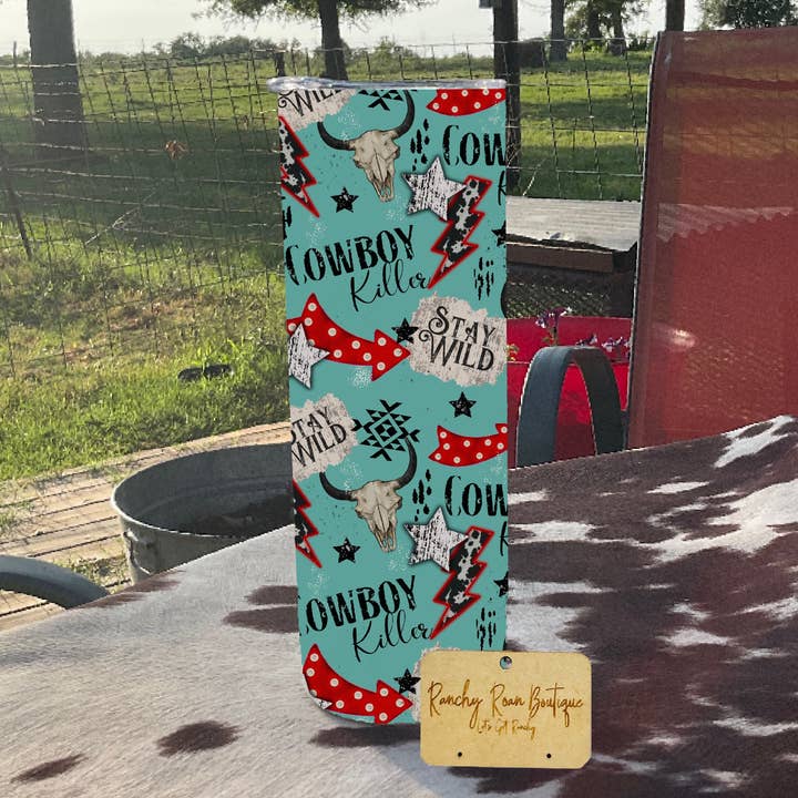 Cowboy Killer Western Becher, dünn, 20 oz für den Großhandel von Ranchy Roan Boutique