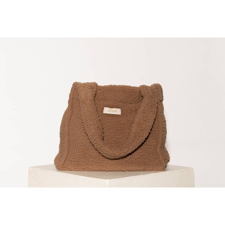 LATTELOVE by Coffee Shoppe - Wholesale Tote Bag - Women's - PLUSH SHERPA FLEECE TOTE BAG2
