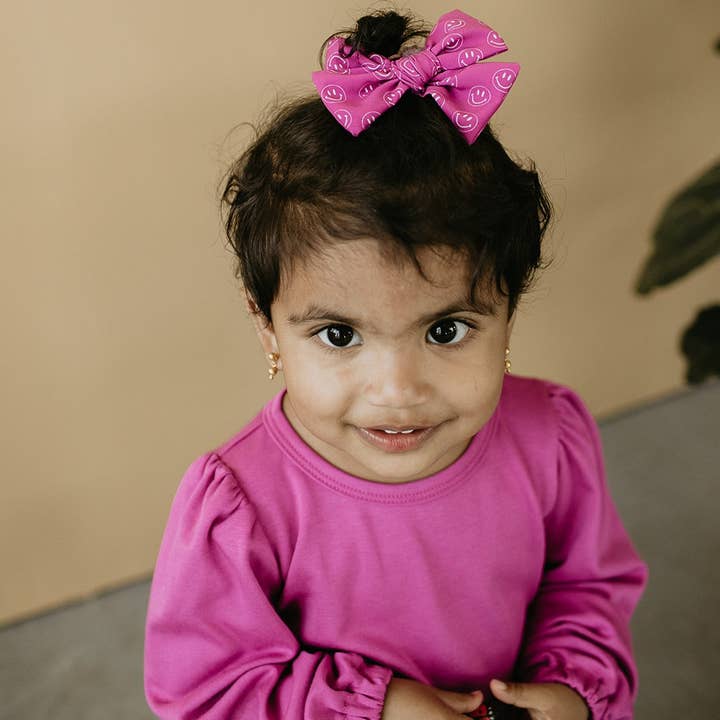 Magenta Smilies | Midi Bow for wholesale by Bek & Jet