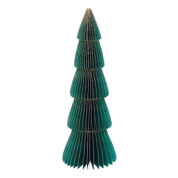 JUMI – wholesale Christmas decoration – PAPER ORNAMENT TREE SHAPE 40CM WITH GREEN RIBBON0