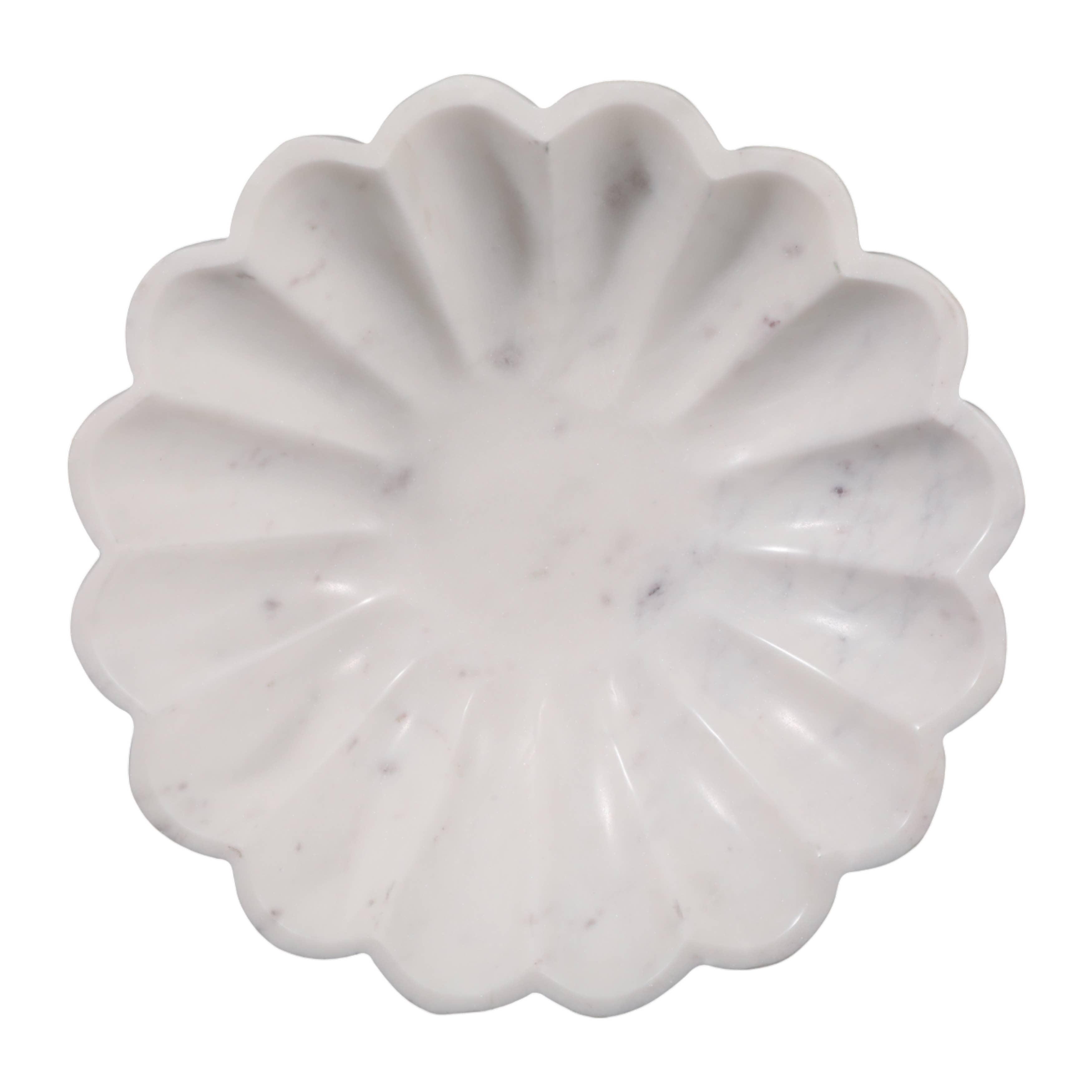 Sagebrook Home - Wholesale Decorative Plate/Dish/Bowl - Decorative Bowl - White Marble Veined Shell Shaped, 12 in.9