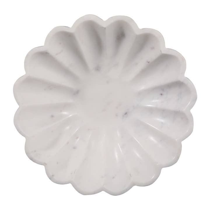 Sagebrook Home - Wholesale Decorative Plate/Dish/Bowl - Marble Round Veined Shell Shaped Bowl - White, 12 in.9