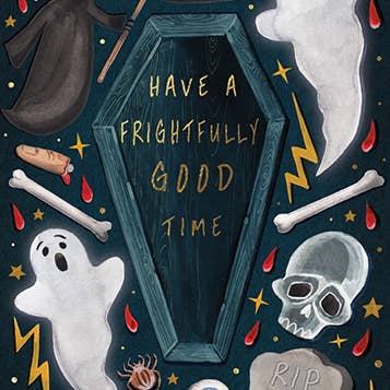 GHOSTS HALLOWEEN GREETING CARD 4.5 x 6.25" for wholesale by Calypso Cards LLC