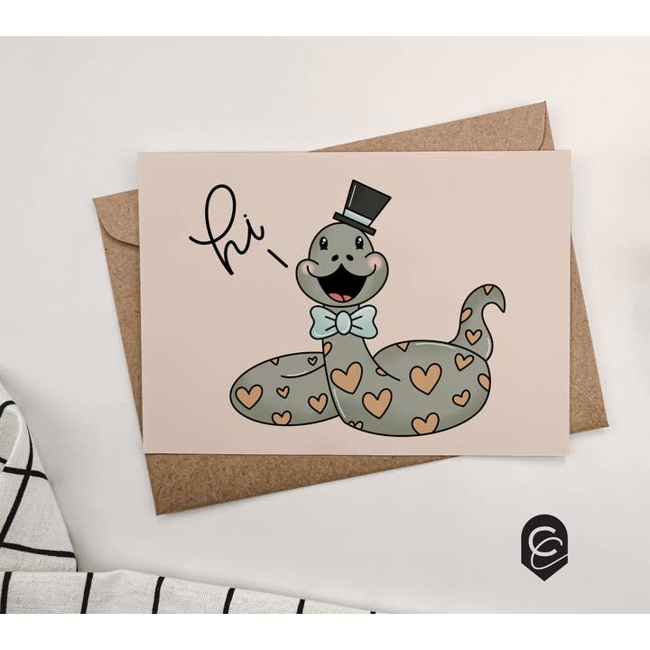 Salut Carte Serpent pour la vente par Curiously Cursive