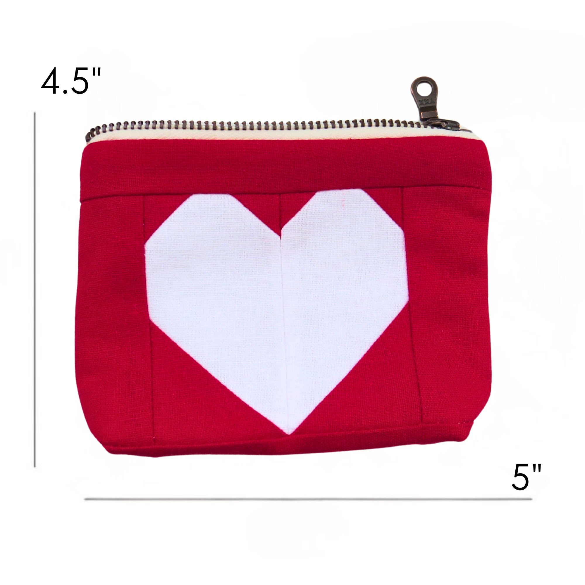 PaperFromHeaven - Wholesale Pouch - Women's - Red Heart Quilted Linen Bag – Mini Zipper Coin Pouch 3