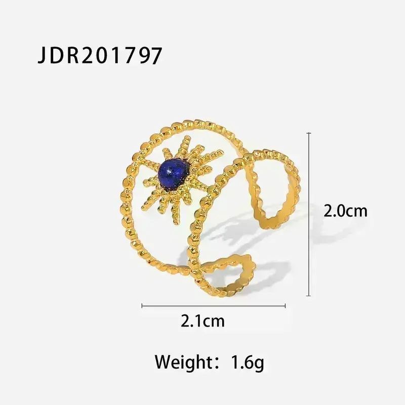 Sweet Cherry Sky - Wholesale Cocktail/Statement Ring - Stainless Steel Rings Gold Plated13