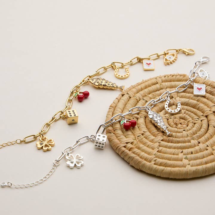 Adjustable Lucky Icon Charm Bracelet with Bold Motifs for wholesale by Lilla Haven