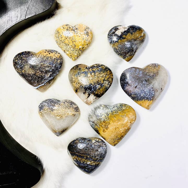 Lions Eye Jasper Crystal Hearts -By Weight for wholesale by Rock Paradise