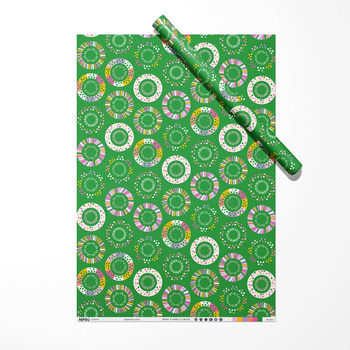 MASU - Wholesale Flat Wrap - Christmas Green Wreath Modern Recycled Wrapping Paper4