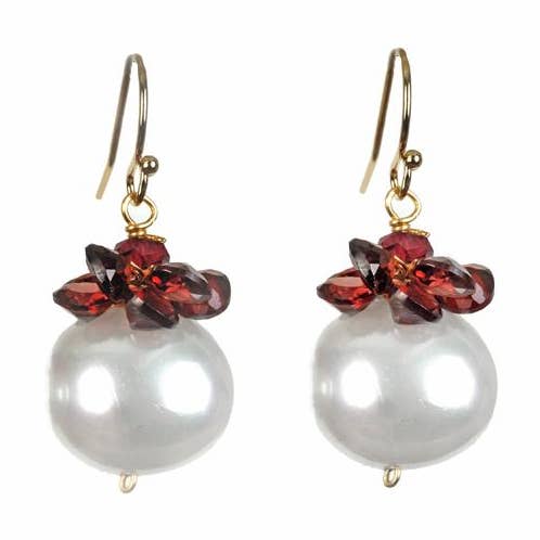 Delray Pearl Earring - (8 Gemstone Options) for engroshandel hos Sissy Yates Designs