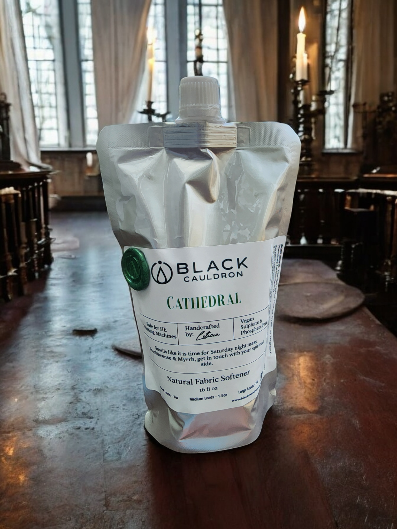 Black Cauldron Soap Co. – wholesale Fabric softener – Cathedral Frankincense & Myrrh Fabric Softener Conditioner | Fresh and Soft Laundry 16oz0