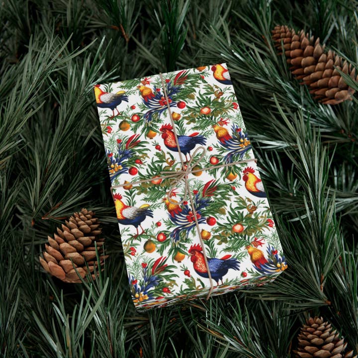 Olivias Paper - Wholesale Flat wrap - Christmas French Rooster Hen Wrapping Paper Gift Wrap3
