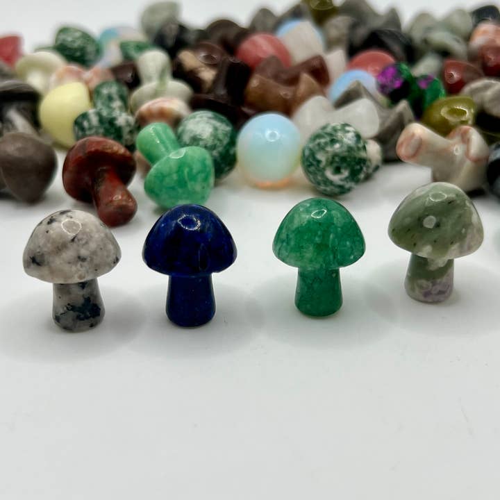 Oils and Auras - Wholesale Spiritual Stone/Crystal - Crystal Mushroom Carving - Mini Crystal Mushroom Assorted1