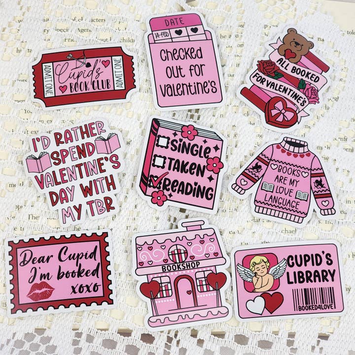 Bookish Stickers - Valentine's Day Bookish for wholesale by Be Kind Booktique