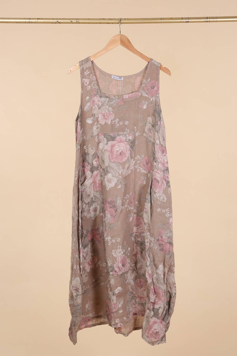 la maison des fibres naturelles - Wholesale Dress - Women's - sleeveless floral dress in 100% linen 62231