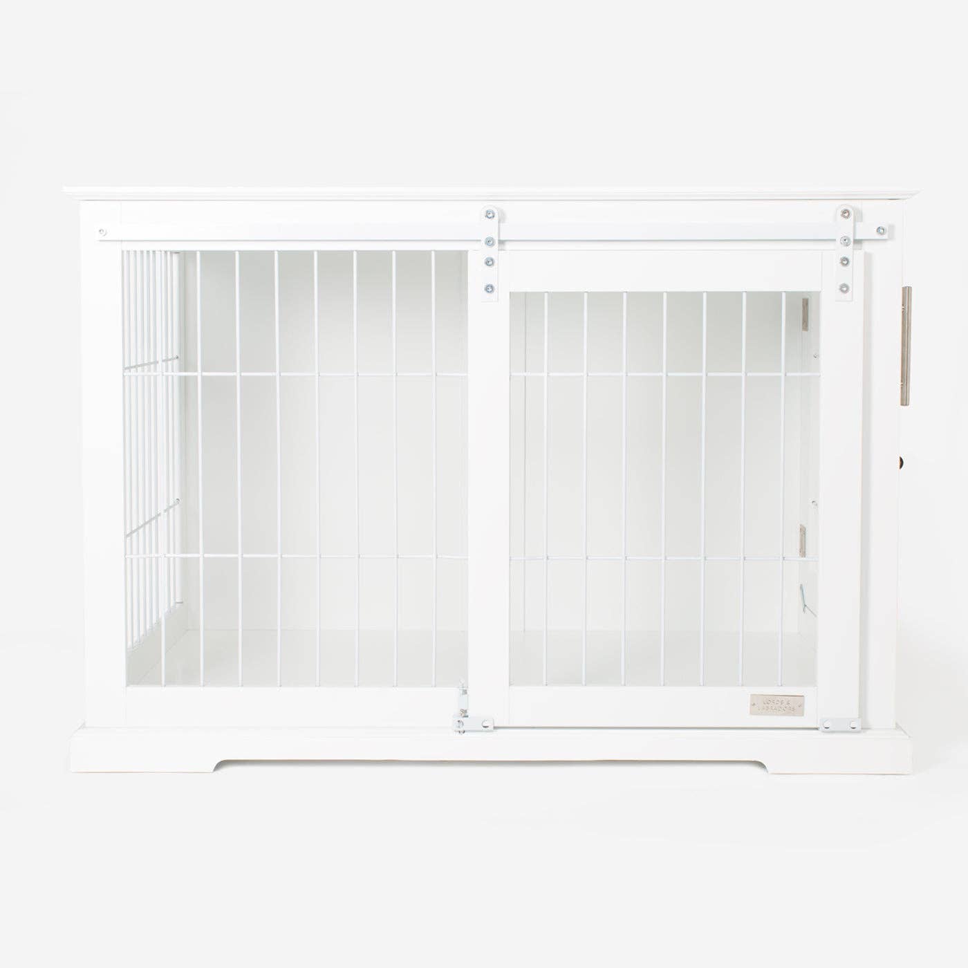 Wooden Sliding Door Dog Crate in White for wholesale on Faire3