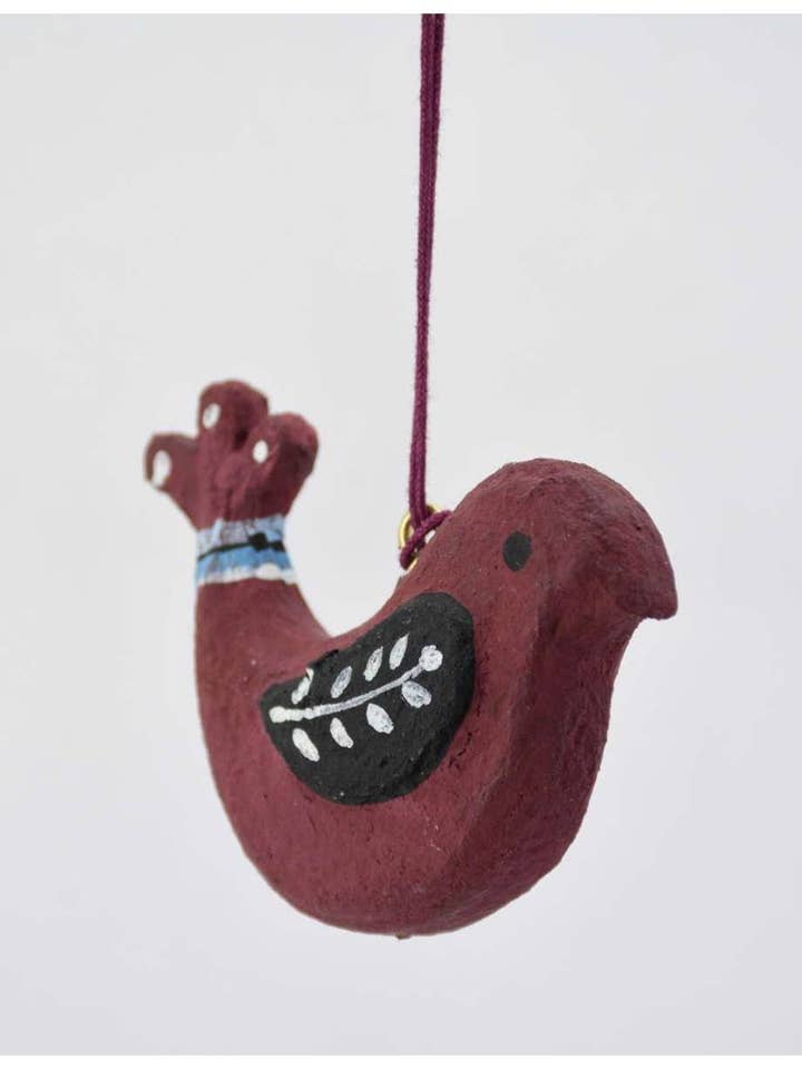 Cotton Mache Christmas Hanging Bird Ornament for wholesale by Kalid Christmas