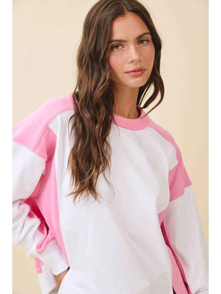 AEMI + CO - Wholesale Sweatshirt - Women's - 9106FK Colorblock Terry Pullover Sweatshirt6