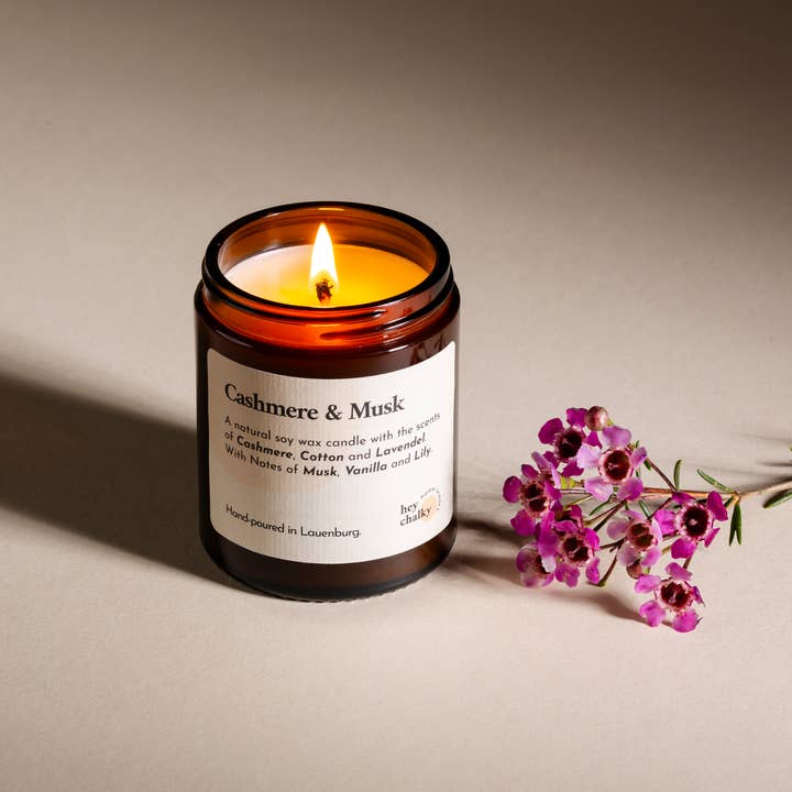 Hey Chalky GmbH - Wholesale Jar/Filled Candle - Cashmere & Musk 155g. Soy Candle | Made in Germany| Handmade3
