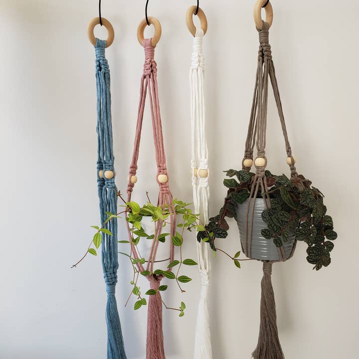 Boho Beaded Handmade Macrame Plant Hanger for wholesale by Bellbottoms Macrame