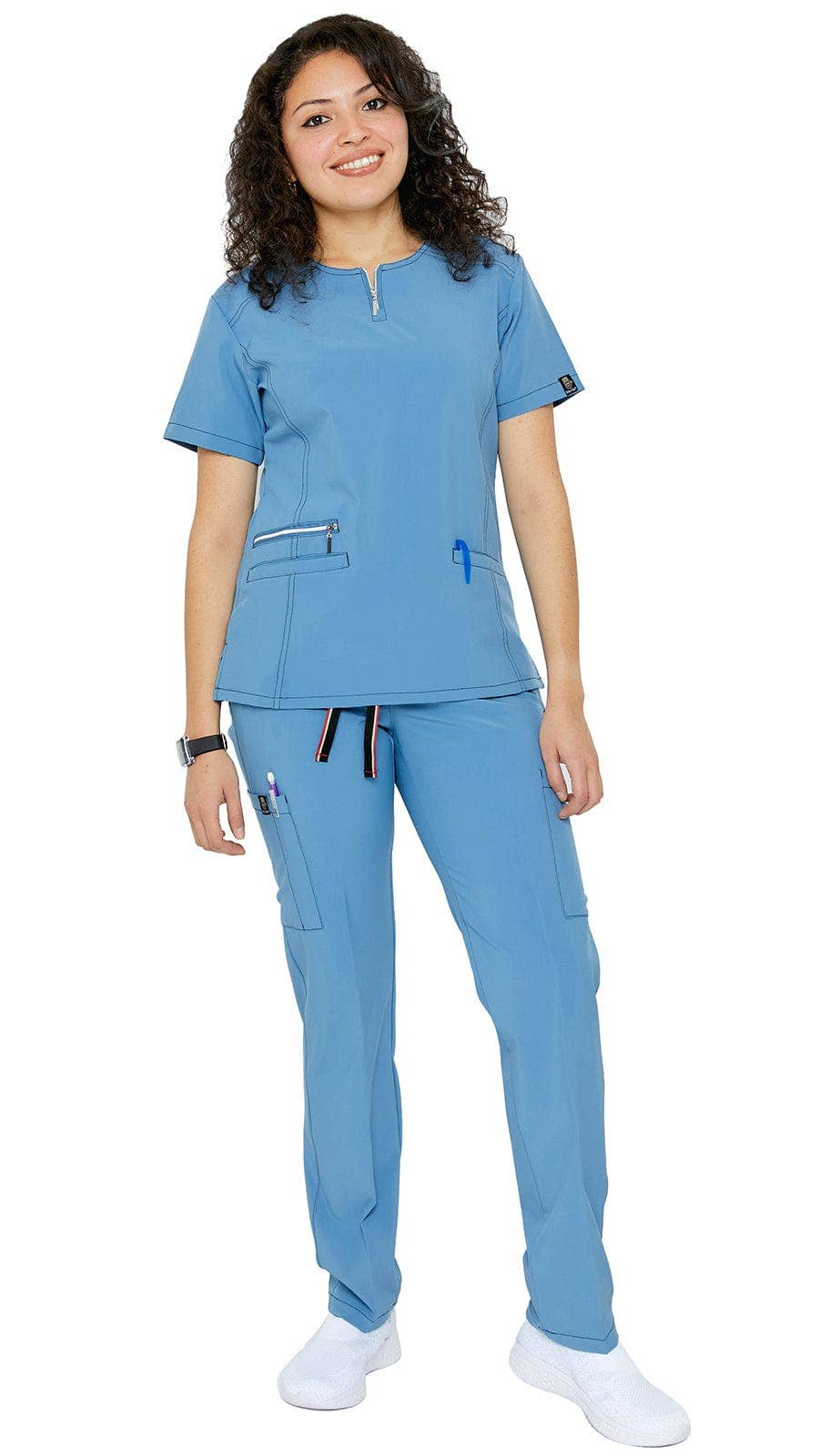 Dress A Med – wholesale Healthcare uniform – Women's – Women's Soft Stretch Silver Zipper Uniform Scrubs - Style ST4005