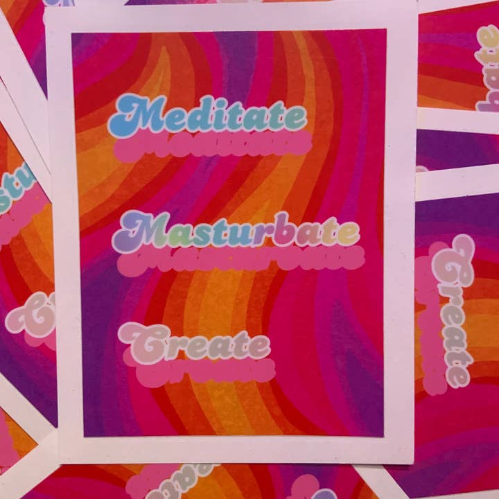 Adesivo motivazionale Medita, Masturba, Crea Adesivo per la vendita all'ingrosso da parte di Reba Jam Art Shop