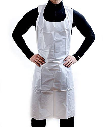 EcoQuality - Wholesale Apron - EcoQuality Disposable/Reusable White Plastic Aprons 28" x 46
