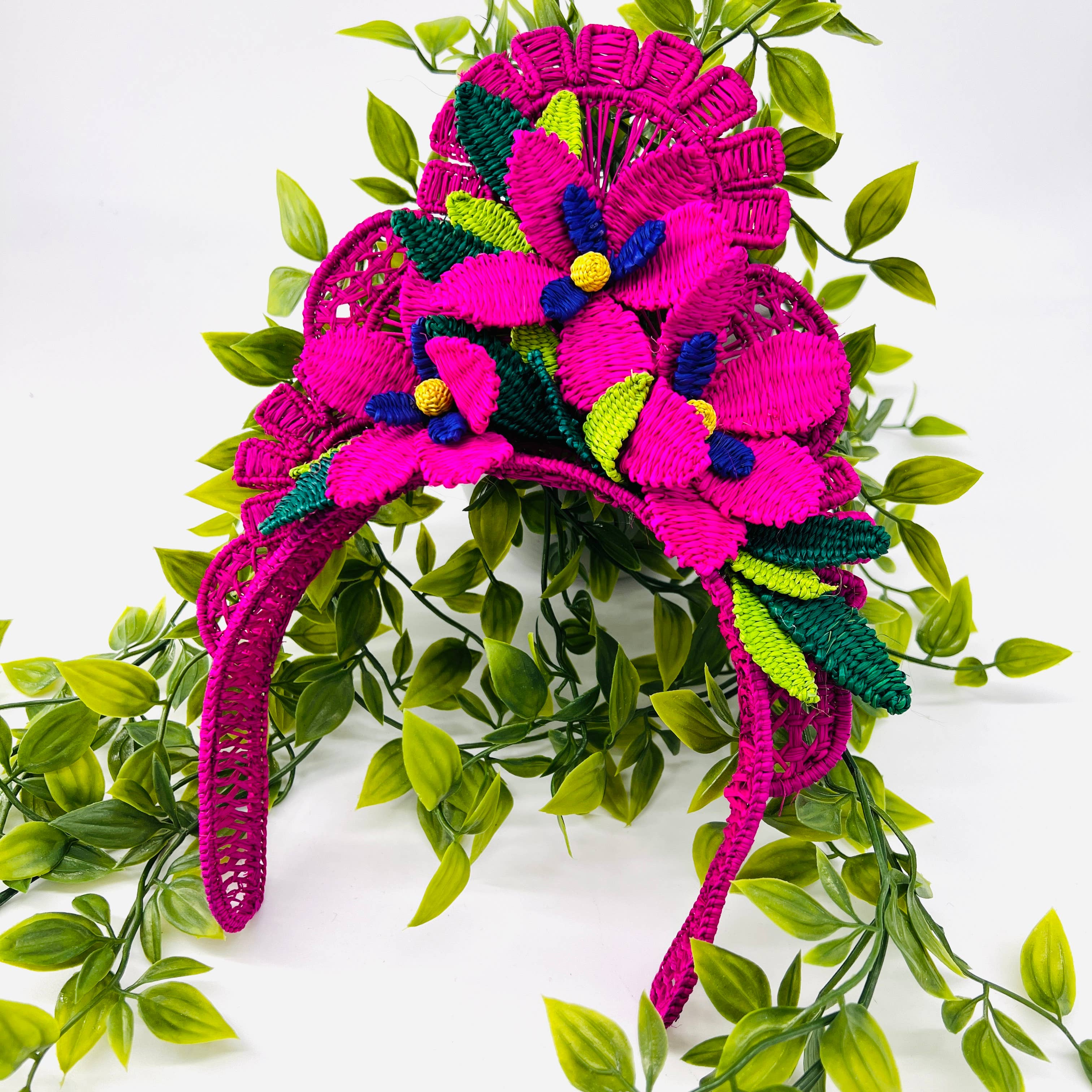 Belart Fair Trade - Wholesale Fashion Headband - Women's - IRACA-Hand-Woven-Flower-Fruit Statement Headpieces0