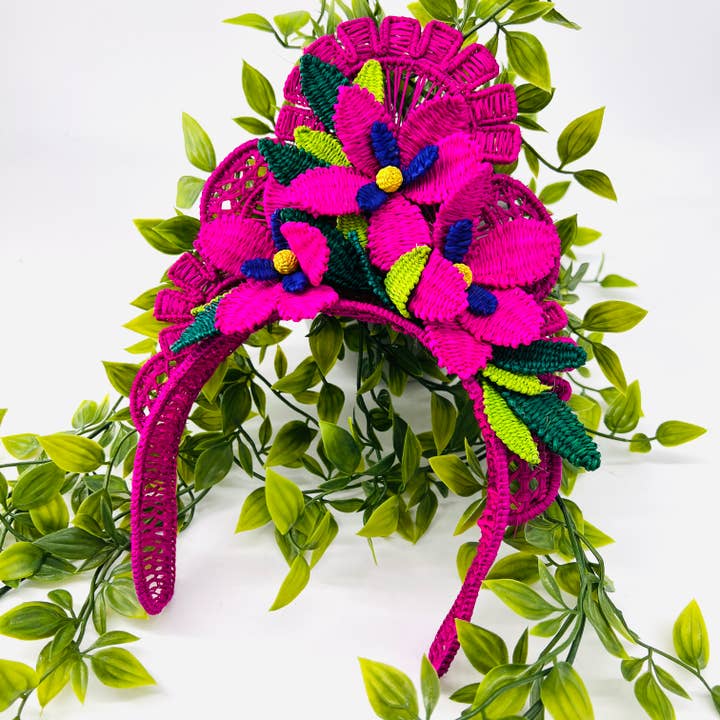 Belart Fair Trade - Wholesale Fashion Headband - Women's - IRACA-Hand-Woven-Flower-Fruit Statement Headpieces