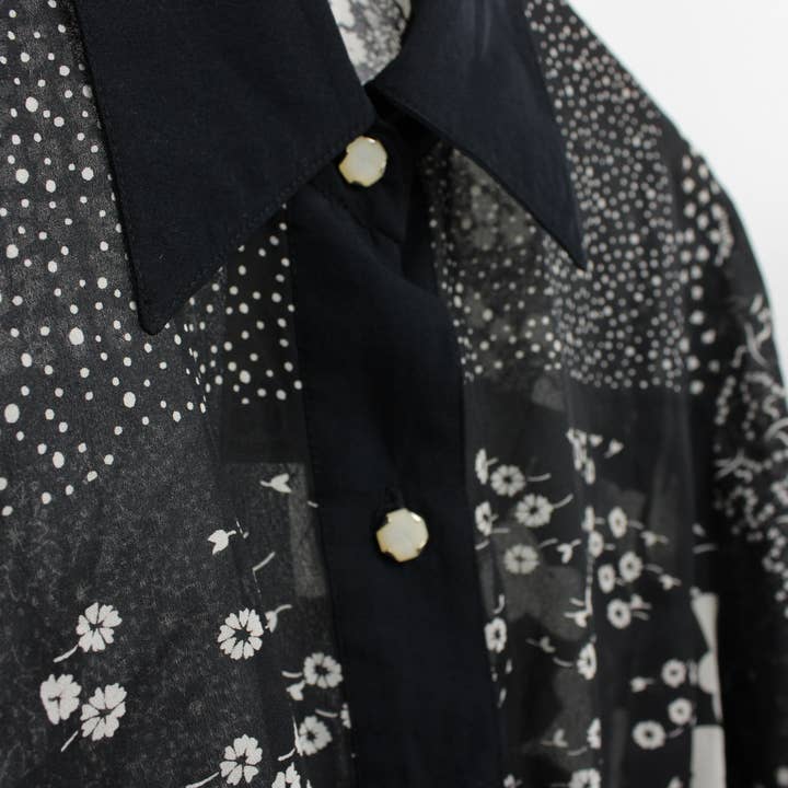 Sun's Out! - Wholesale Blouse - Women's - Reworked Vintage Long-Sleeve Button Up Blouse - Cinched22