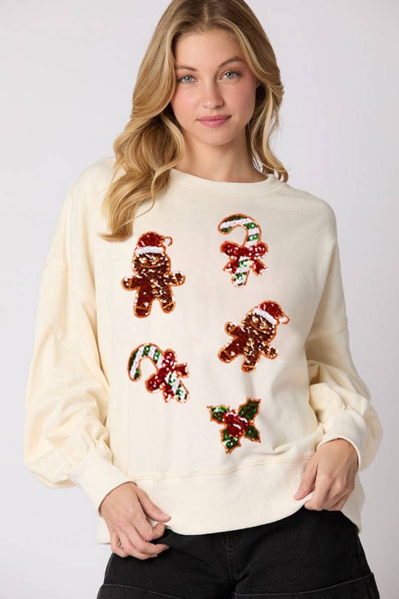 NINEXIS - Wholesale Blouse - Women's - CWTBLL01238_SEQUIN GINGERBREAD MAN CHRISTMAS SWEATSHIRT4