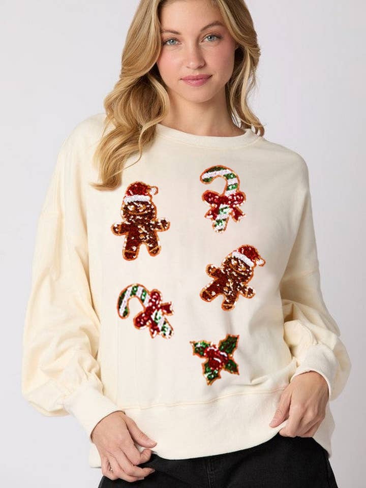 NINEXIS - Wholesale Blouse - Women's - CWTBLL01238_SEQUIN GINGERBREAD MAN CHRISTMAS SWEATSHIRT4