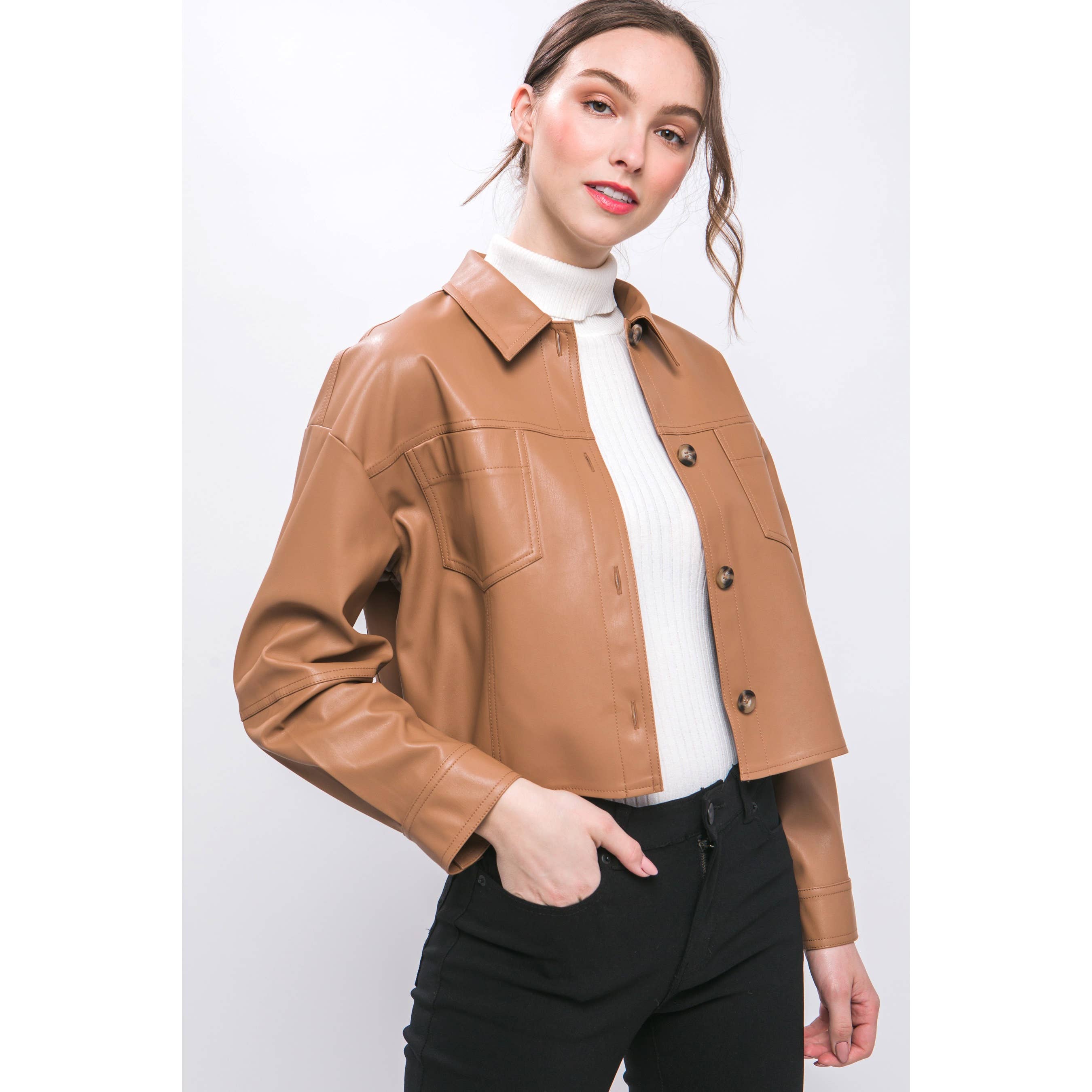 HiteJeans - Wholesale Jas - Dames - Bijgesneden jas van imitatieleer2