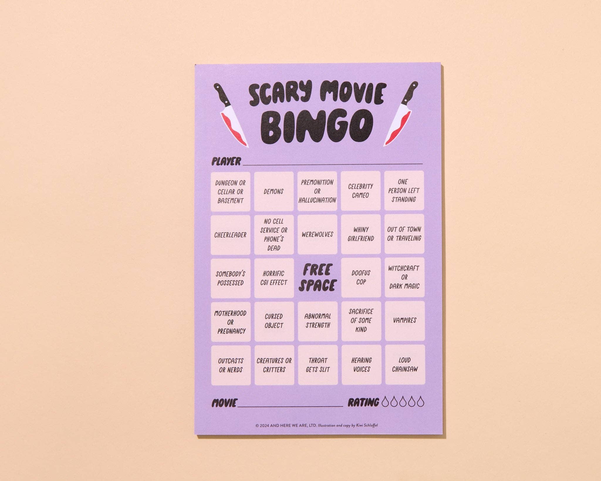And Here We Are - Wholesale Board Game - Scary Movie Cheesy Movie Night Bingo - Halloween , Pop Culture, Father's Day gift, Fall game, Spooky, Fun, pop culture - Stocking stuffer, Holiday, Gift Guide3