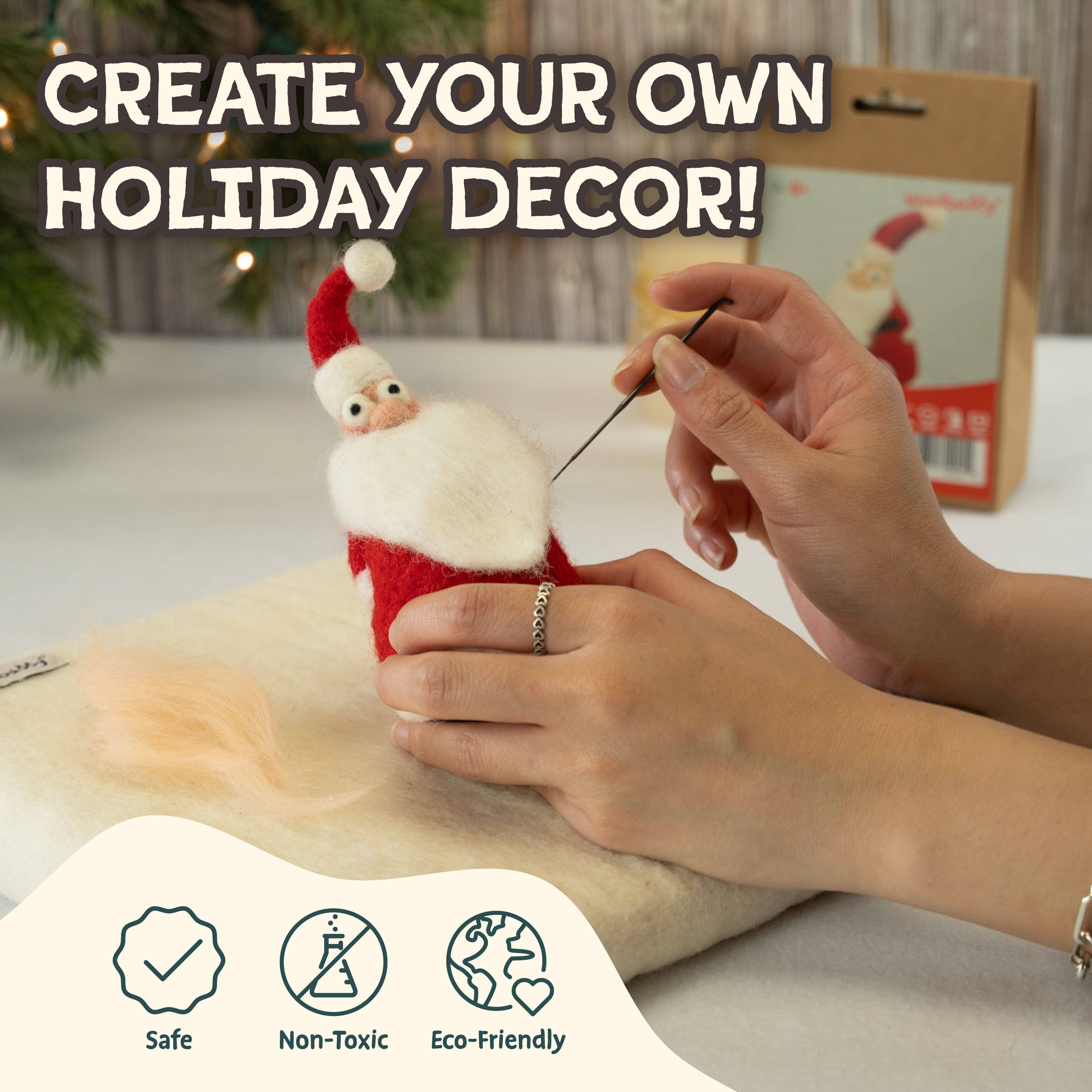 Woolbuddy - Vente Kit de bricolage - Kit de feutrage à l'aiguille DIY - Père Noël2