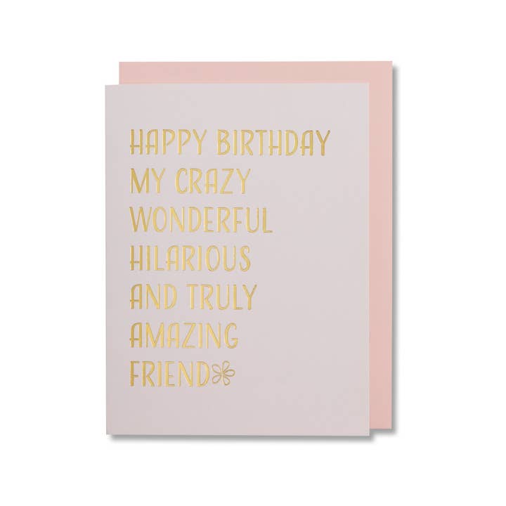 WowWordZ - Wholesale Birthday Card - Birthday Card – Funny Best Friend Birthday, Pink & Gold Foil2