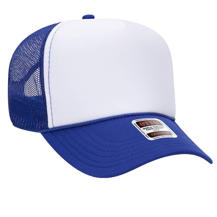 Wholesale Accessory Market - Wholesale Trucker Hat - Unisex - OTTO Royal with White Foam Front Mid Profile Trucker Hat