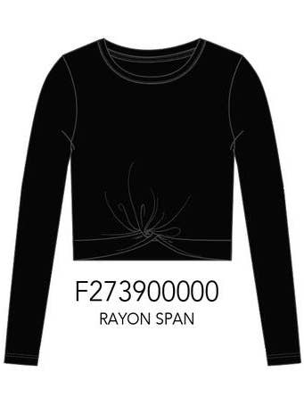 Twisted front crop tween fashion top - Black for wholesale by Paper Flower