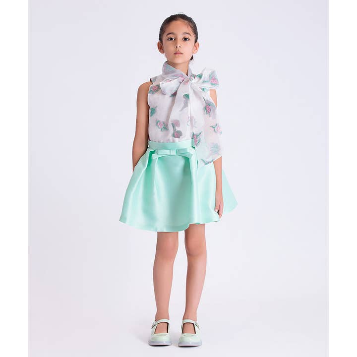 Bow Neck Floral Girls Outfit | 2 Pieces for wholesale by Mama Luma