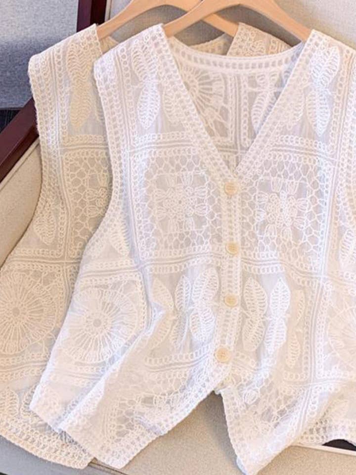 Crosa - Boheme hækleet ærmeløs vest for engroshandel hos Funkyrel® Atzbranding Limited