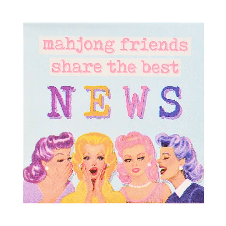 "Mahjong Venner Deler de Bedste NYHEDER" Cocktailservietter for engroshandel hos Middle & Main Mahjong