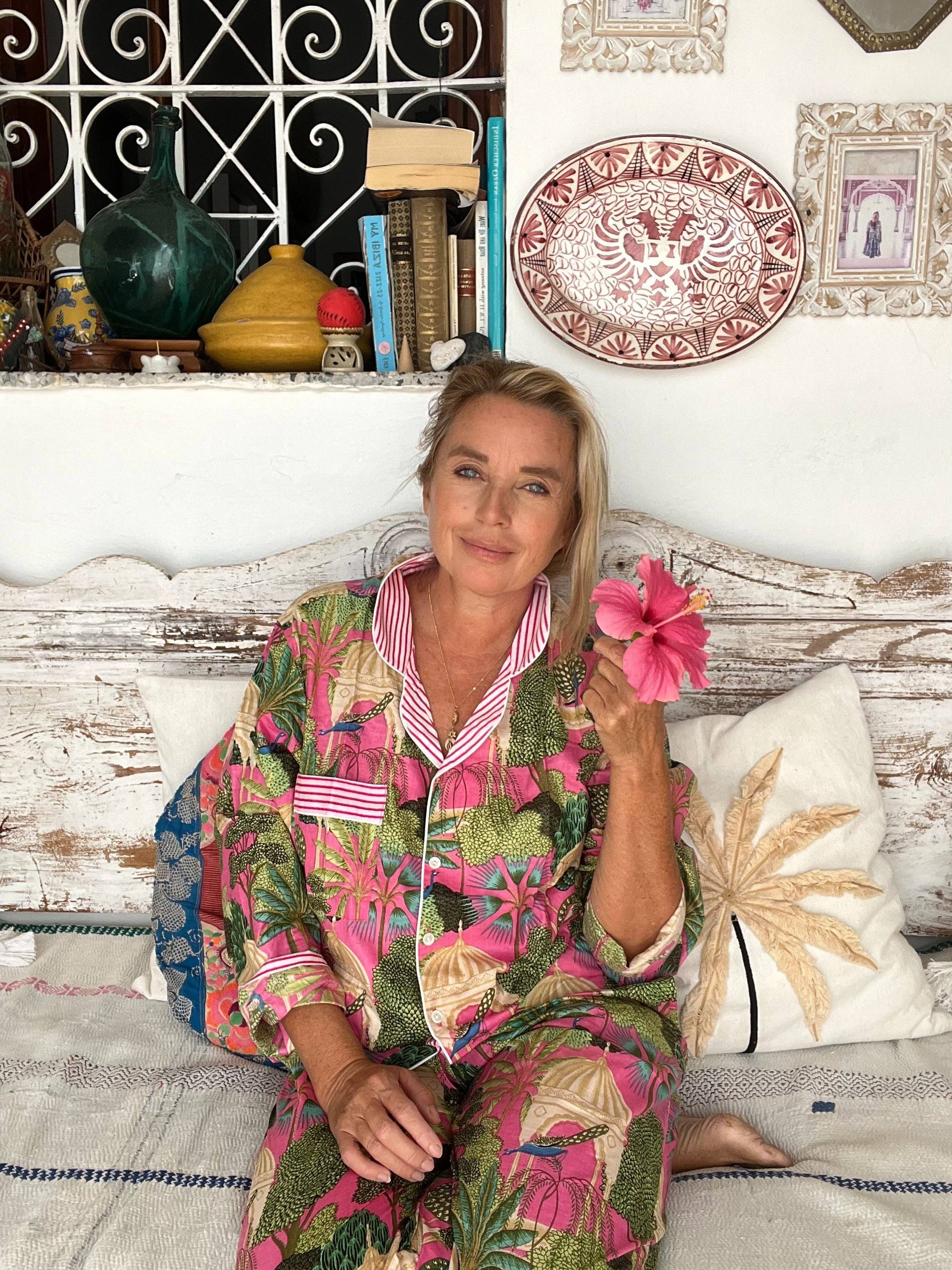 Aurobelle Ibiza - Vendita all'ingrosso Completo pigiama - Donna - Pigiama comodo abbigliamento da casa, Palazzo rosa