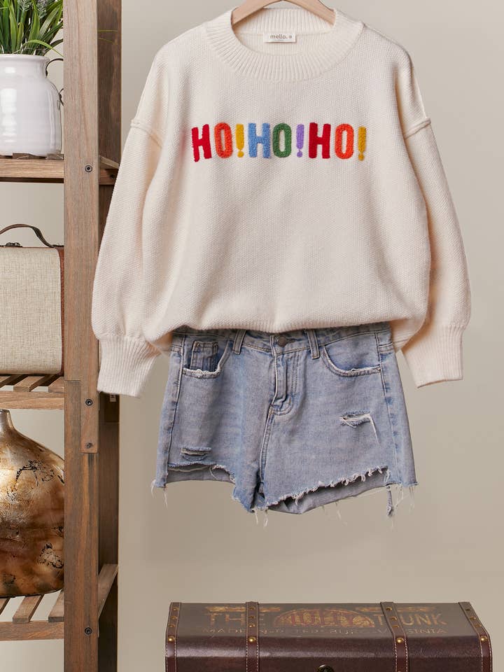 Mello. - Wholesale Knit Sweater - Women's - OVERSIZE Christmas Sweater with Lettering