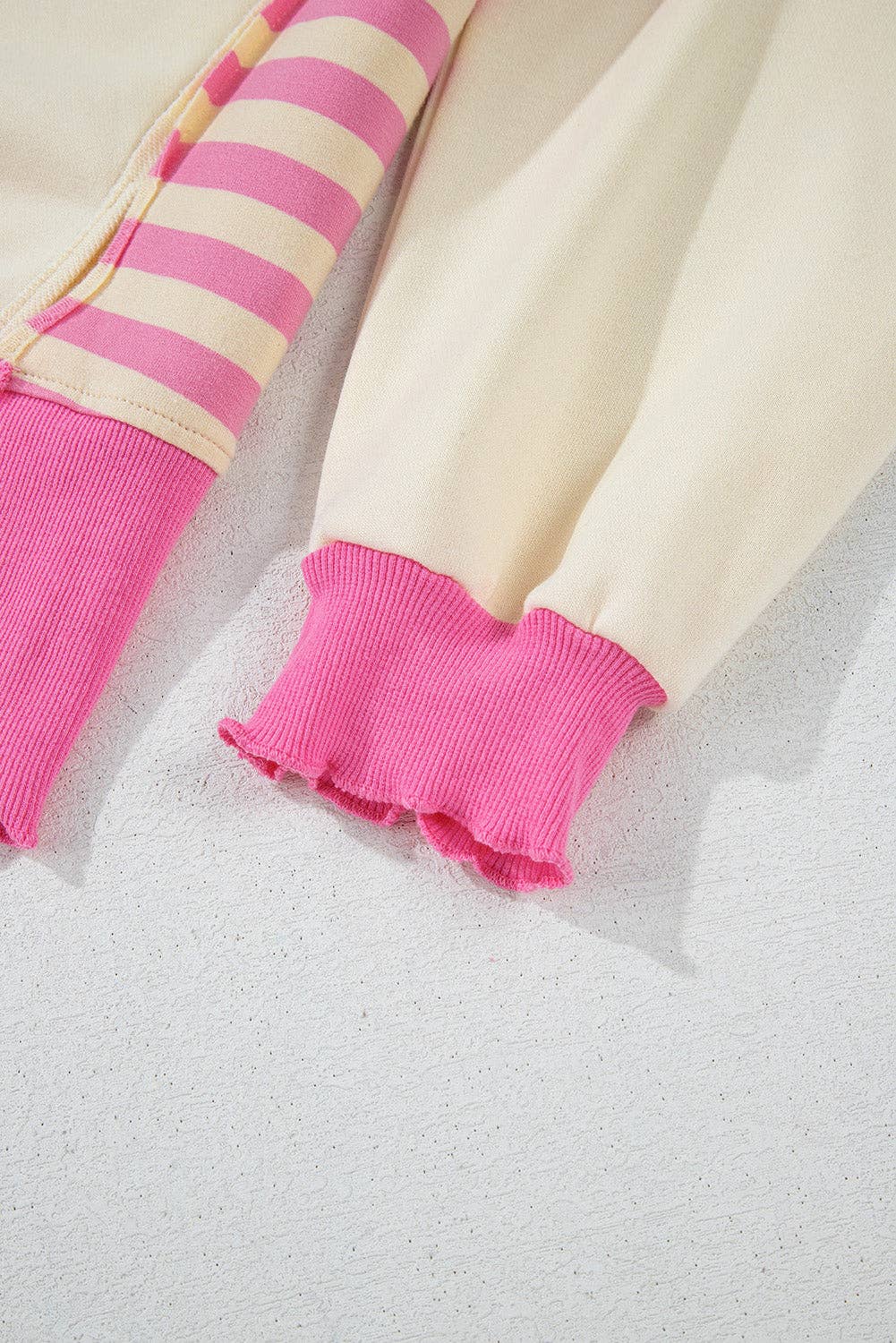 Pink Stripe Juliana Patchwork Terry Knit Top for wholesale on Faire10