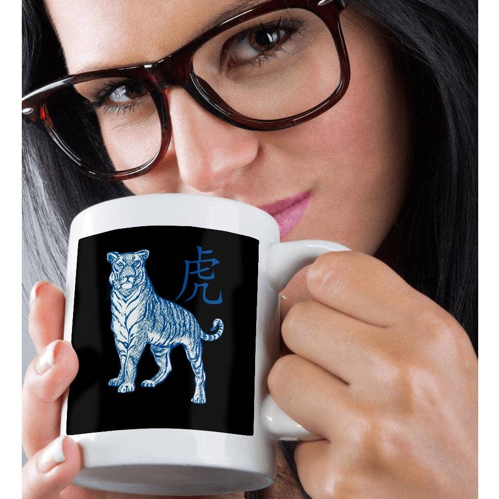 3dRose – Engroshandel Kaffekrus – 3dRose, Tigerens År Laohu Kinesisk Tegn I Blå, Krus9