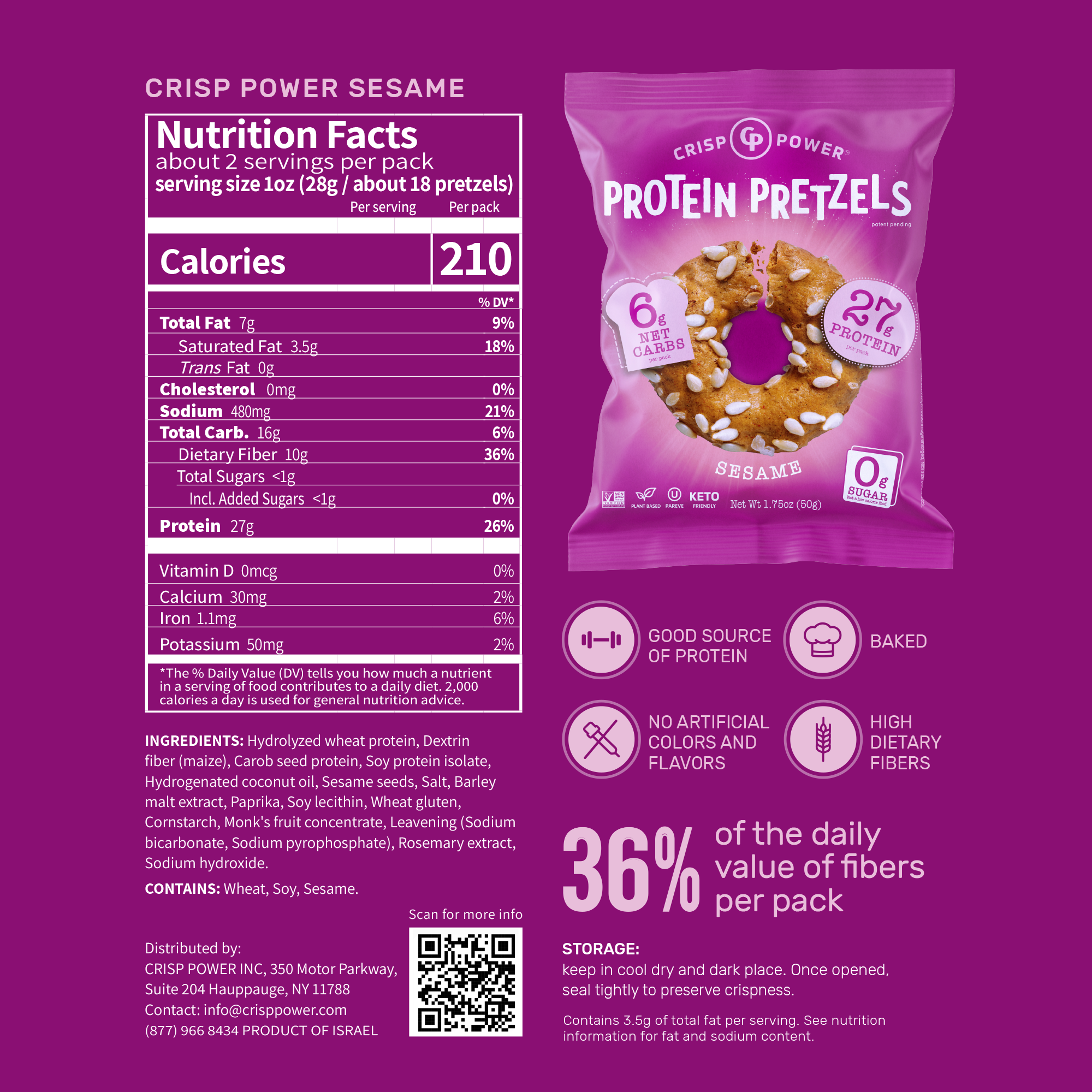 Crisp Power - Wholesale Pretzels - Protein Pretzel Sesame3