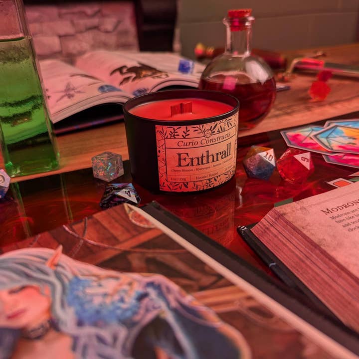 Curio Constructs - Wholesale Jar/Filled Candle - Enthrall | Fantasy Soy Wax Wood Wick Candle2